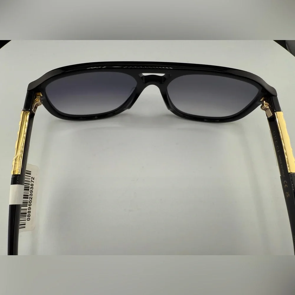 Gucci Black Sunglasses with Gold Logo Accent